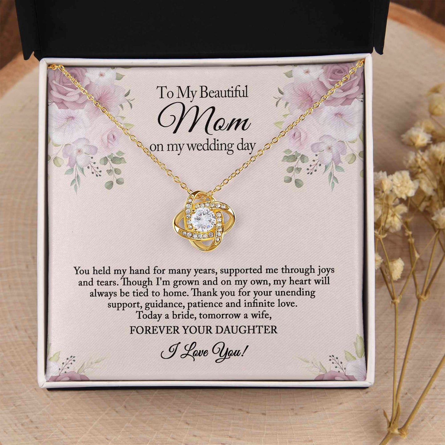 To My Mom on My Wedding Day, Mother of the Bride Gift from Bride, Wedding Day Gift from Daughter, Mother of the Bride Necklace
