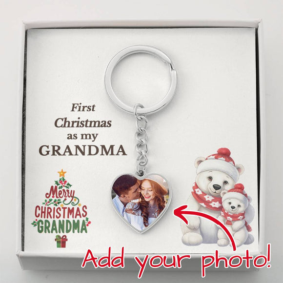 First Christmas Grandma Keychain, First Christmas as my Grandma, 1st Christmas Photo Keychain Personalized