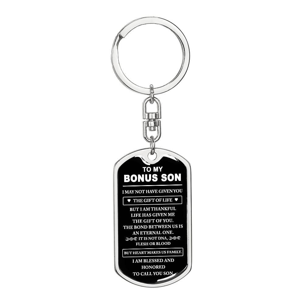 Bonus Son Keychain, Bonus Son Gift, Step Son Gift, Stepson Birthday Gift, Adopted Son Gift, Graduation Gift For Bonus Son, Christmas Gifts