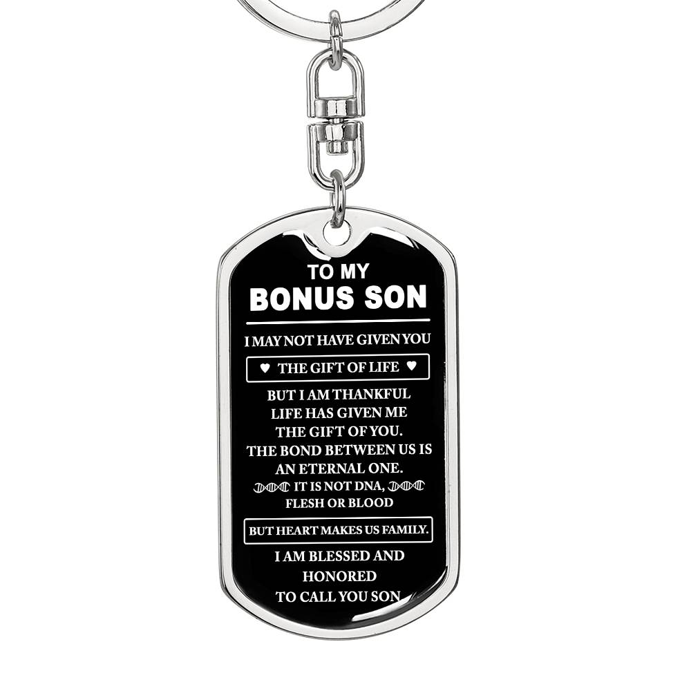 Bonus Son Keychain, Bonus Son Gift, Step Son Gift, Stepson Birthday Gift, Adopted Son Gift, Graduation Gift For Bonus Son, Christmas Gifts
