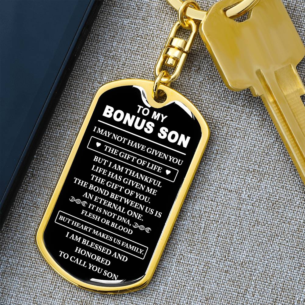 Bonus Son Keychain, Bonus Son Gift, Step Son Gift, Stepson Birthday Gift, Adopted Son Gift, Graduation Gift For Bonus Son, Christmas Gifts