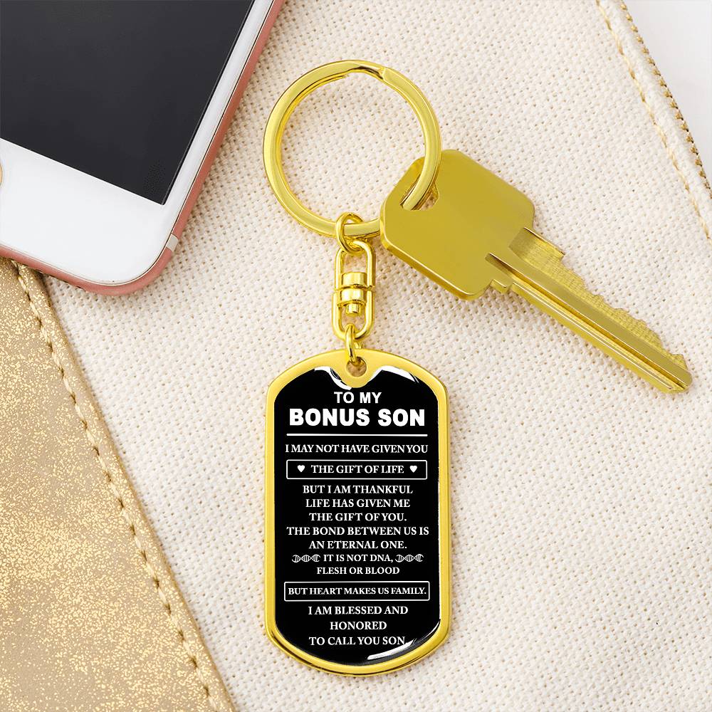 Bonus Son Keychain, Bonus Son Gift, Step Son Gift, Stepson Birthday Gift, Adopted Son Gift, Graduation Gift For Bonus Son, Christmas Gifts