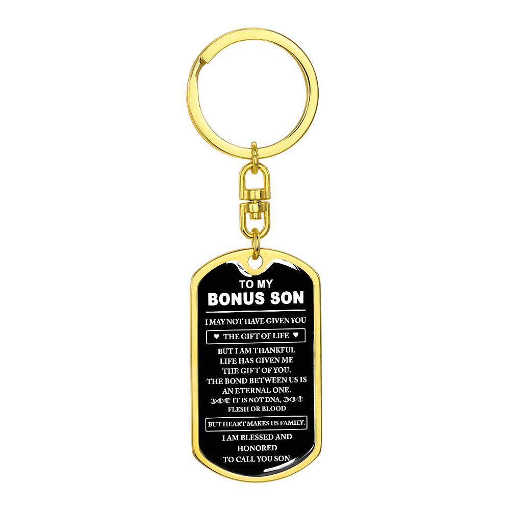 Bonus Son Keychain, Bonus Son Gift, Step Son Gift, Stepson Birthday Gift, Adopted Son Gift, Graduation Gift For Bonus Son, Christmas Gifts