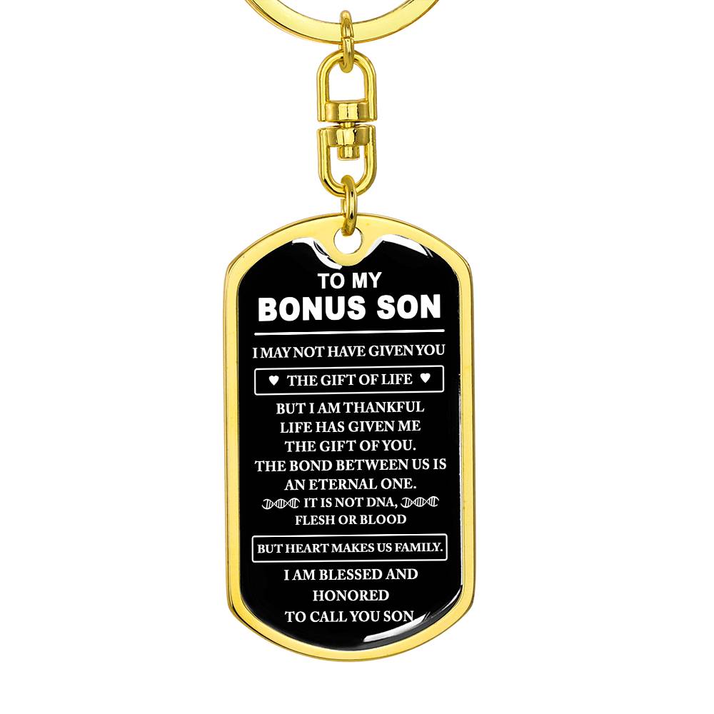 Bonus Son Keychain, Bonus Son Gift, Step Son Gift, Stepson Birthday Gift, Adopted Son Gift, Graduation Gift For Bonus Son, Christmas Gifts