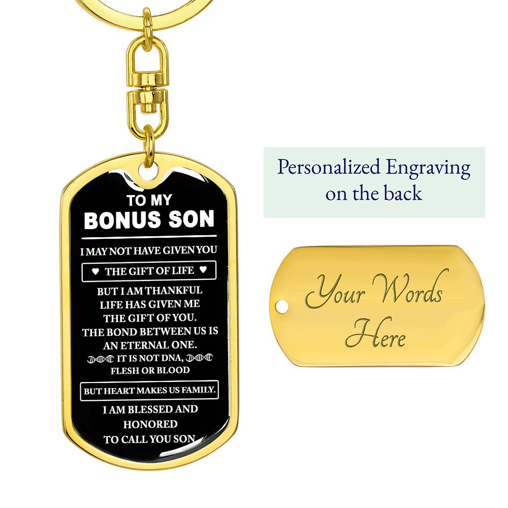 Bonus Son Keychain, Bonus Son Gift, Step Son Gift, Stepson Birthday Gift, Adopted Son Gift, Graduation Gift For Bonus Son, Christmas Gifts