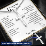 Son Gift from Mom, A Prayer for My Son Cross Necklace, Son Birthday Gift, Son Graduation Gift, From Dad to Son, Christmas Gifts For Son - Snake Chain