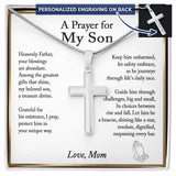 Son Gift from Mom, A Prayer for My Son Cross Necklace, Son Birthday Gift, Son Graduation Gift, From Dad to Son, Christmas Gifts For Son - Snake Chain