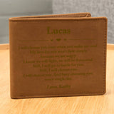 Personalized Leather Mens Wallet, Christmas Gift for Boyfriend, Him, Engraved Custom Anniversary Wallet