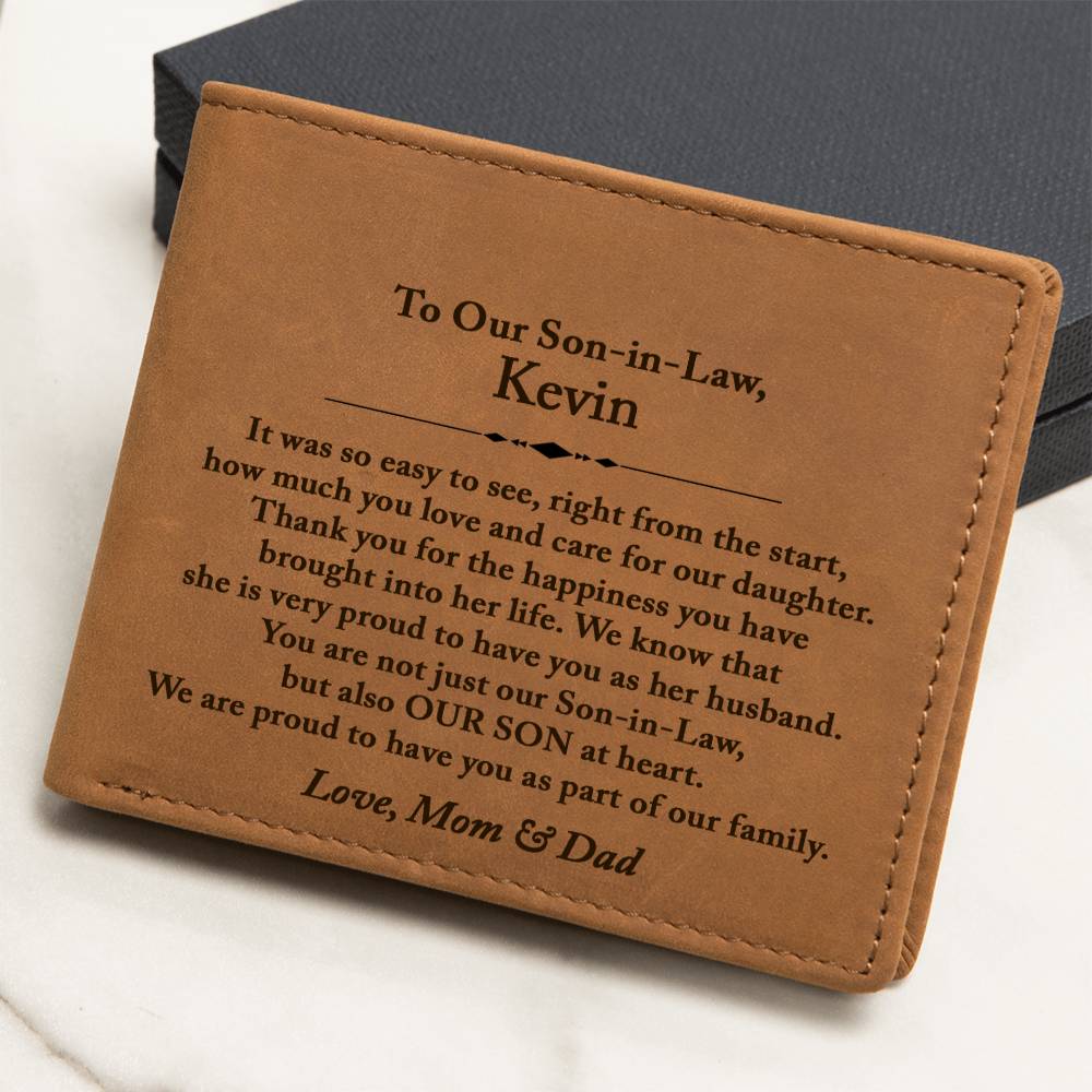 To My Son In Law Leather Wallet, Son In Law Gift From Mom and Dad, Son In Law Wedding Gift, Parents In Law to New Son, Personalized Wallet