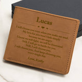 Personalized Leather Mens Wallet, Christmas Gift for Boyfriend, Him, Engraved Custom Anniversary Wallet