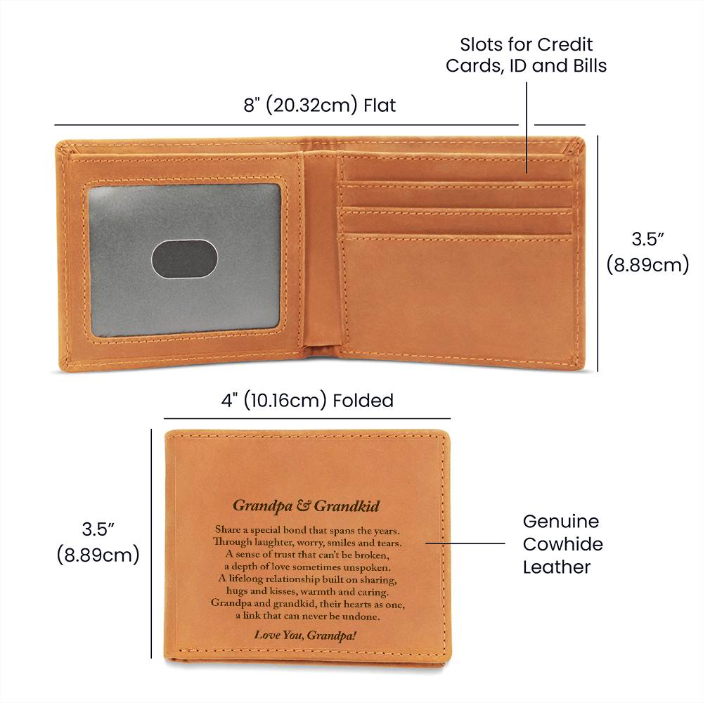 Grandpa Wallet, Grandpa Gift, Grandpa and Grandkid Gift, New Grandpa Gift, Christmas Gift for Grandpa, Father's Day Gift for Grandfather