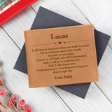 Personalized Leather Mens Wallet, Christmas Gift for Boyfriend, Him, Engraved Custom Anniversary Wallet
