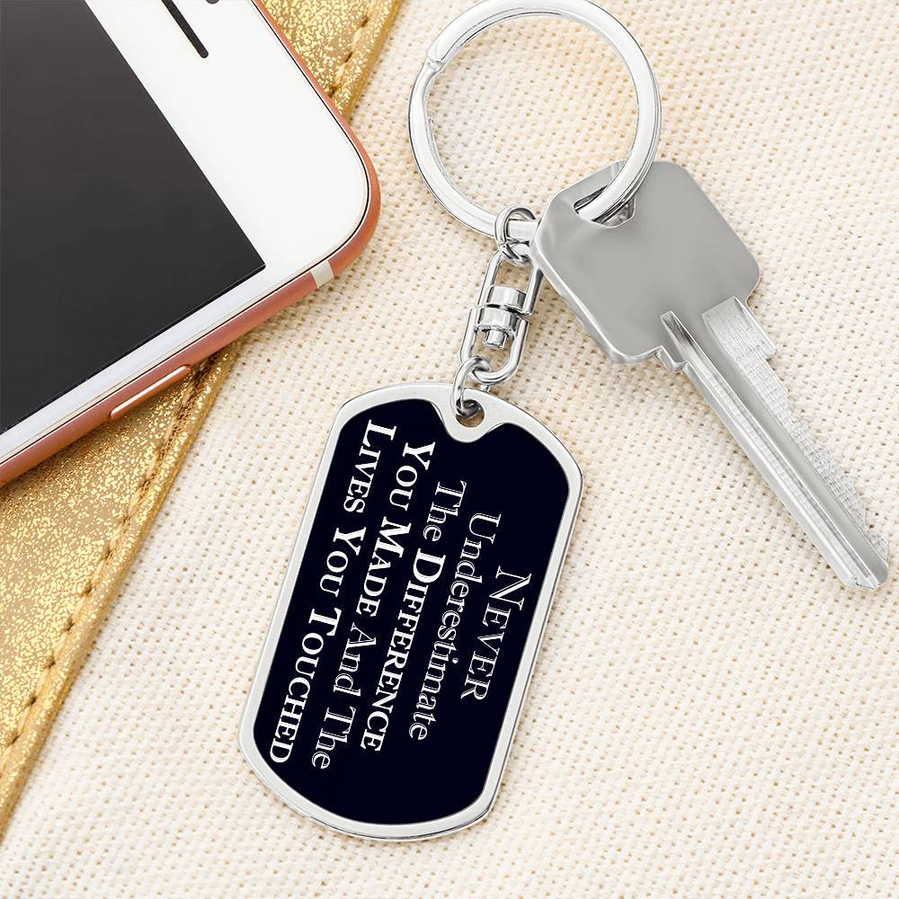 Thank You Keychain, Never Estimate The Difference You Made, Thank You Gift, Appreciation Gift, Retirement Gift