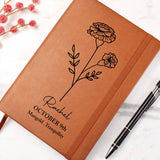 October Birth Flower Personalized Journal, Marigold Birth Flower Custom Journal, Engraved Gratitude Journal, Prayer Journal, Christmas Gifts