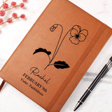 February Birth Flower Personalized Journal, Violet Birth Month Flower Custom Journal, Engraved Gratitude Journal, Prayer Journal, Christmas Gifts