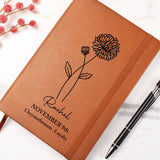 November Birth Flower Personalized Journal, Chrysanthemum Birth Flower Custom Journal, Engraved Gratitude Journal, Prayer Journal, Christmas Gifts