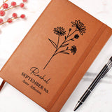 September Birth Flower Personalized Journal, Aster Birth Flower Custom Journal, Engraved Gratitude Journal, Prayer Journal, Christmas Gifts