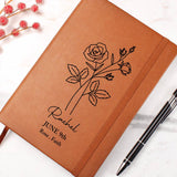 June Birth Flower Personalized Journal, Rose Birth Flower Personalized Journal