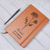 October Birth Flower Personalized Journal, Marigold Birth Flower Custom Journal, Engraved Gratitude Journal, Prayer Journal, Christmas Gifts