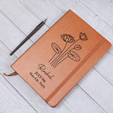 July Birth Flower Personalized Journal, Water Lily Birth Flower Custom Journal, Engraved Gratitude Journal, Prayer Journal, Christmas Gifts