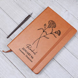 January Birth Flower Personalized Journal, Carnation Birth Flower Personalized Journal
