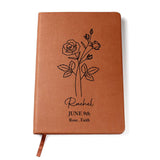 June Birth Flower Personalized Journal, Rose Birth Flower Personalized Journal