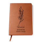 August Birth Flower Personalized Journal, Gladiolus Birth Flower Personalized Journal, Birth Month Flower Custom Journal, Engraved Gratitude Journal, Prayer Journal, Christmas Gifts