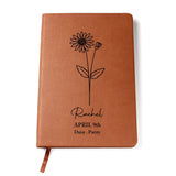 April Birth Flower Personalized Journal, Daisy Birth Flower Personalized Journal, Birth Month Flower Custom Journal, Engraved Gratitude Journal, Prayer Journal, Christmas Gifts