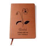 February Birth Flower Personalized Journal, Violet Birth Month Flower Custom Journal, Engraved Gratitude Journal, Prayer Journal, Christmas Gifts