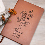 June Birth Flower Personalized Journal, Rose Birth Flower Personalized Journal