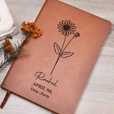 April Birth Flower Personalized Journal, Daisy Birth Flower Personalized Journal, Birth Month Flower Custom Journal, Engraved Gratitude Journal, Prayer Journal, Christmas Gifts