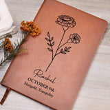 October Birth Flower Personalized Journal, Marigold Birth Flower Custom Journal, Engraved Gratitude Journal, Prayer Journal, Christmas Gifts