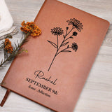 September Birth Flower Personalized Journal, Aster Birth Flower Custom Journal, Engraved Gratitude Journal, Prayer Journal, Christmas Gifts