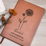 November Birth Flower Personalized Journal, Chrysanthemum Birth Flower Custom Journal, Engraved Gratitude Journal, Prayer Journal, Christmas Gifts