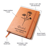 September Birth Flower Personalized Journal, Aster Birth Flower Custom Journal, Engraved Gratitude Journal, Prayer Journal, Christmas Gifts