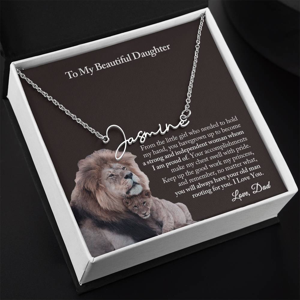 To My Daughter Signature Name Necklace from Dad, Father To Daughter Gift, Daughter Birthday Gift from Dad, Daughter Necklace