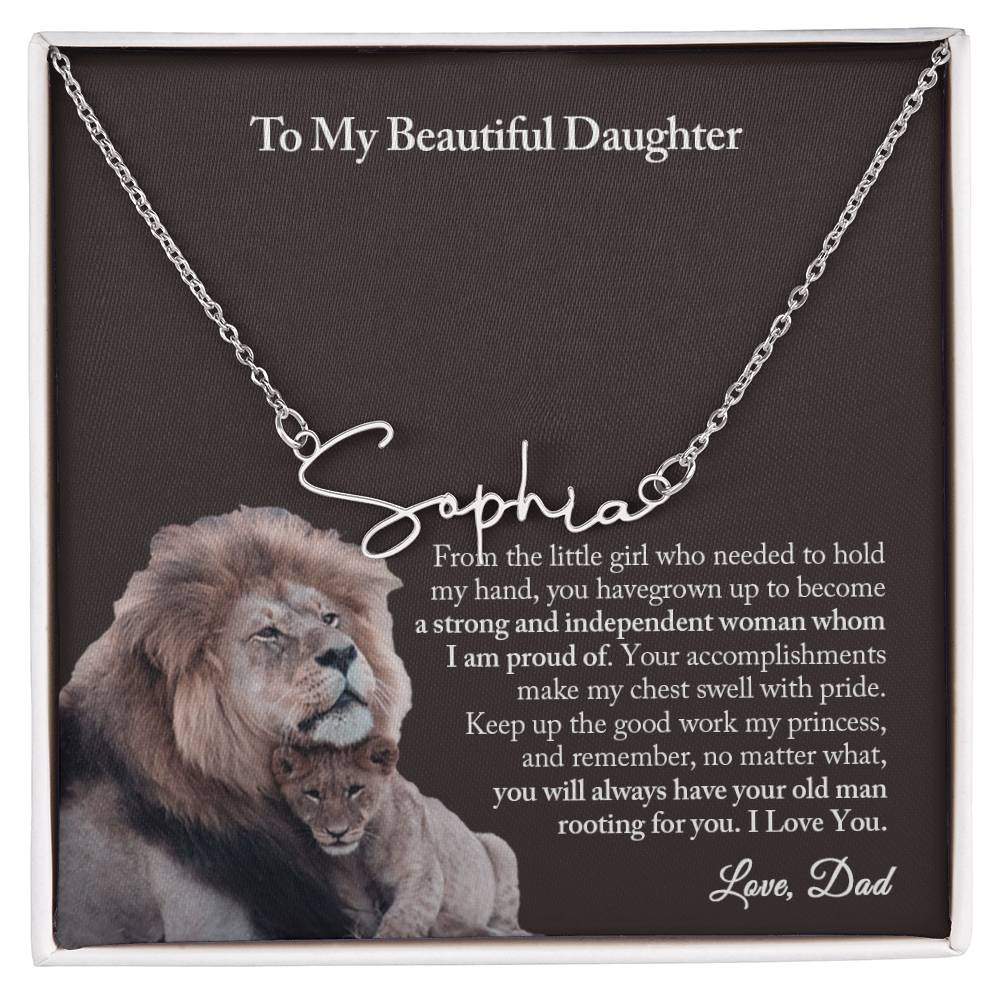 To My Daughter Signature Name Necklace from Dad, Father To Daughter Gift, Daughter Birthday Gift from Dad, Daughter Necklace