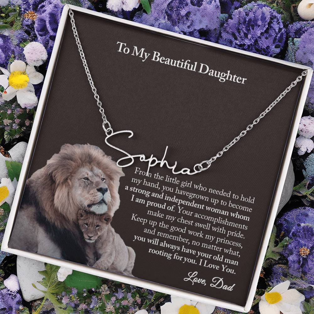 To My Daughter Signature Name Necklace from Dad, Father To Daughter Gift, Daughter Birthday Gift from Dad, Daughter Necklace