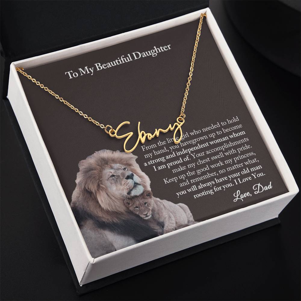 To My Daughter Signature Name Necklace from Dad, Father To Daughter Gift, Daughter Birthday Gift from Dad, Daughter Necklace