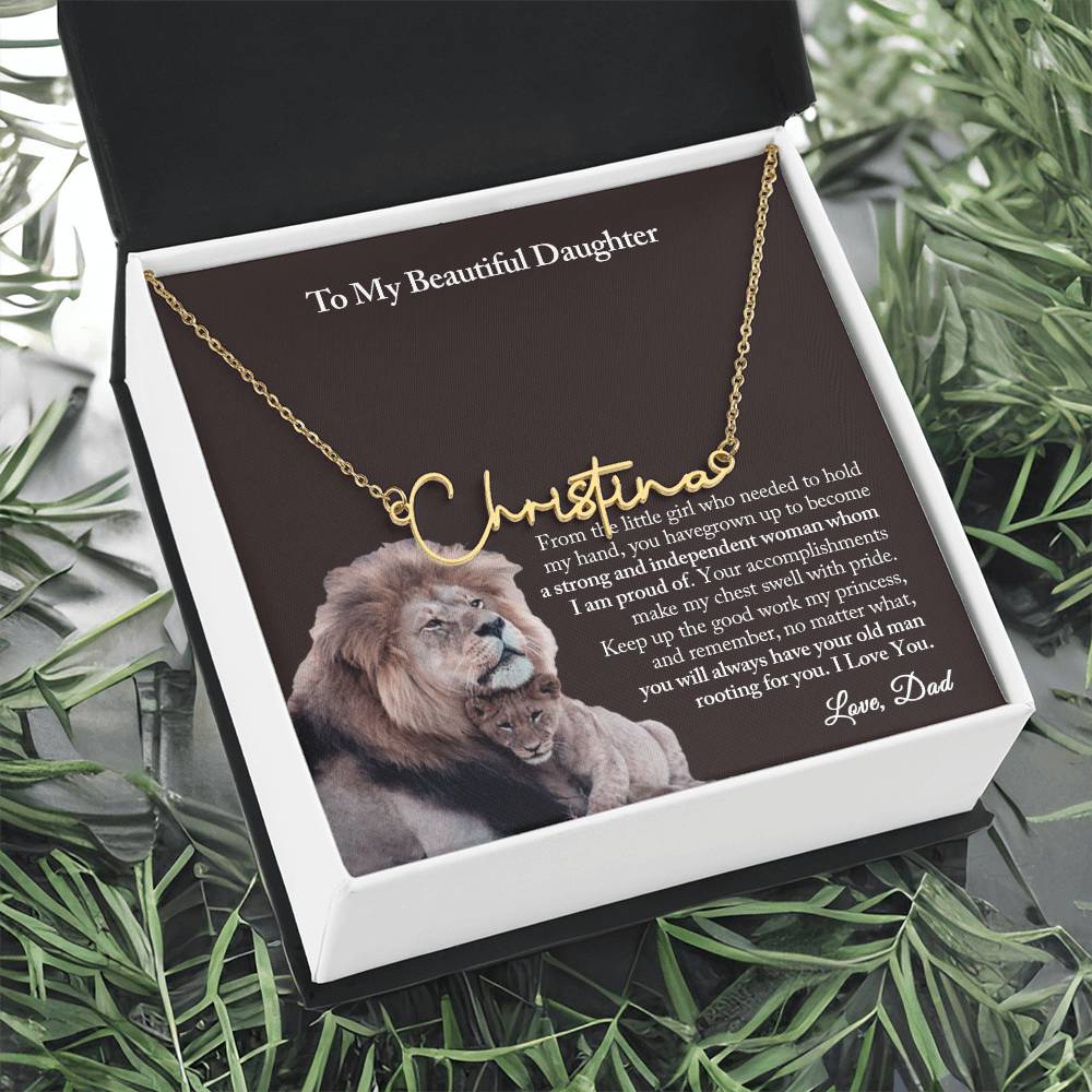 To My Daughter Signature Name Necklace from Dad, Father To Daughter Gift, Daughter Birthday Gift from Dad, Daughter Necklace