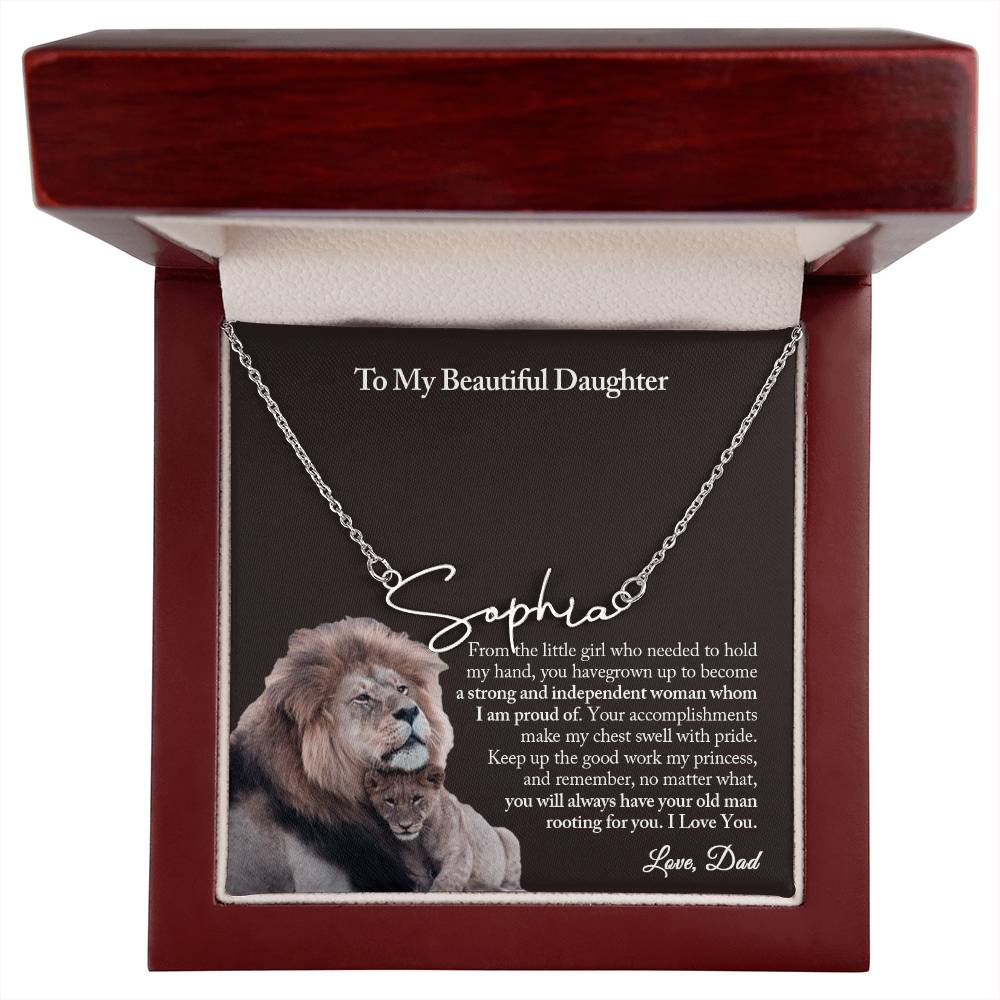 To My Daughter Signature Name Necklace from Dad, Father To Daughter Gift, Daughter Birthday Gift from Dad, Daughter Necklace