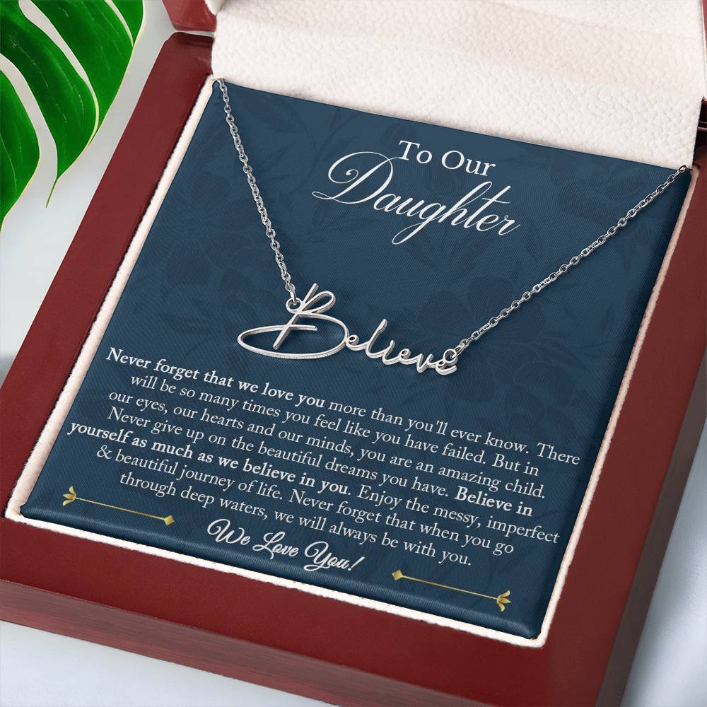 Daughter Gift from Mom and Dad, Daughter Signature Name Necklace