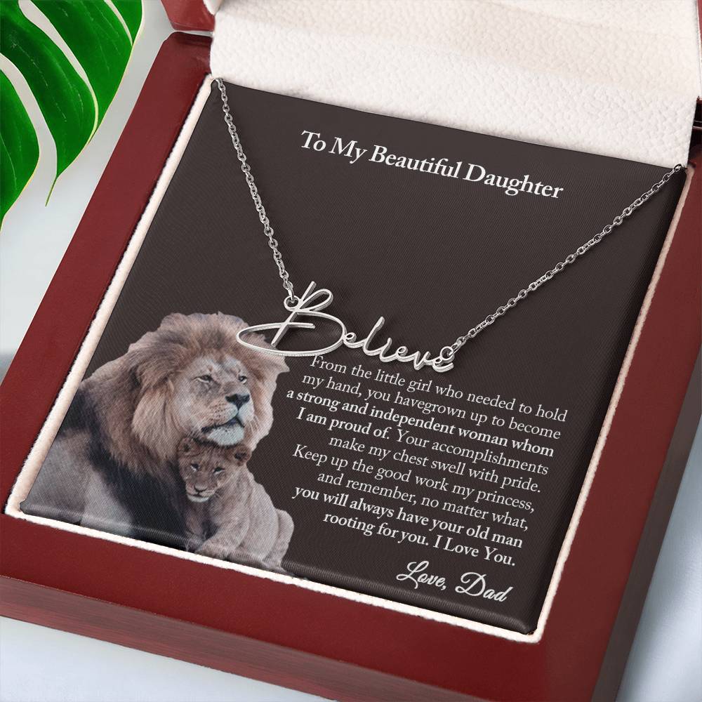 To My Daughter Signature Name Necklace from Dad, Father To Daughter Gift, Daughter Birthday Gift from Dad, Daughter Necklace