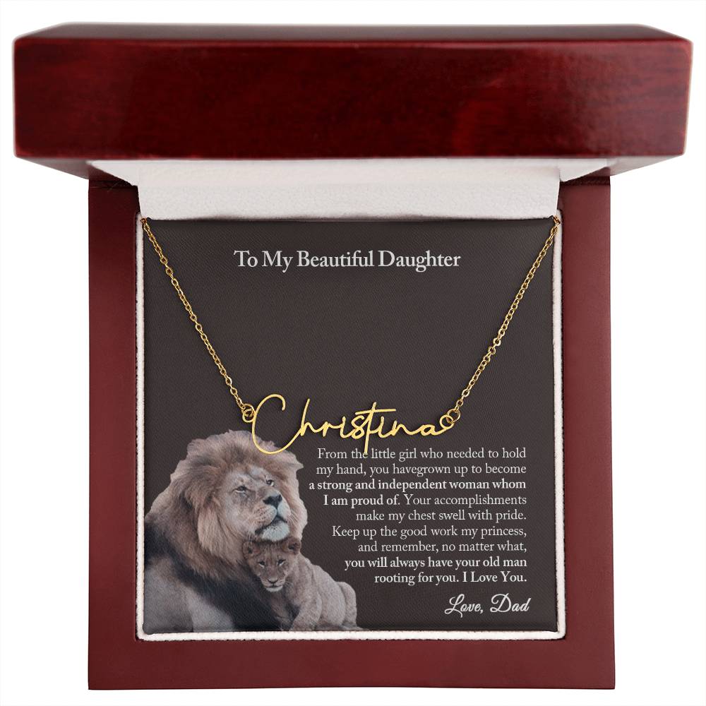 To My Daughter Signature Name Necklace from Dad, Father To Daughter Gift, Daughter Birthday Gift from Dad, Daughter Necklace