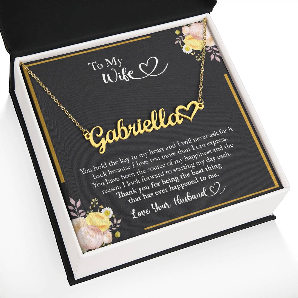 To My Wife Heart Name Necklace, Wife Necklace, Anniversary Gift for Wife, Wife Birthday Gift