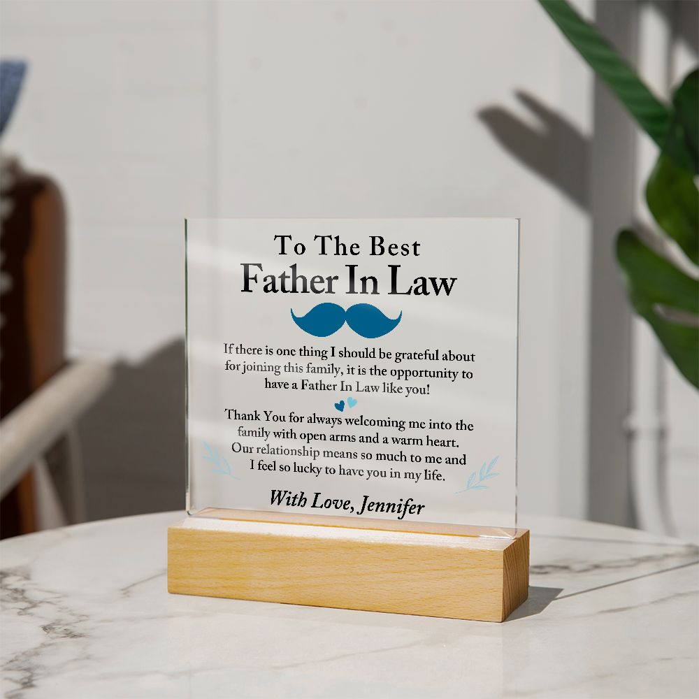 To The Best Father In Law Acrylic Plaque, Thoughtful Gift for Father In Law, Birthday Gift for Father In Law, Father's Day Gift