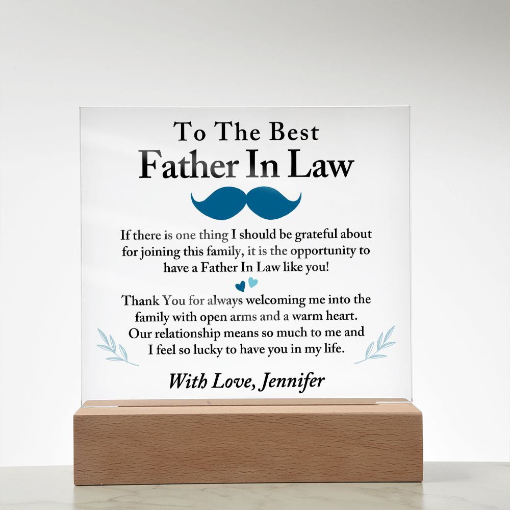 To The Best Father In Law Acrylic Plaque, Thoughtful Gift for Father In Law, Birthday Gift for Father In Law, Father's Day Gift