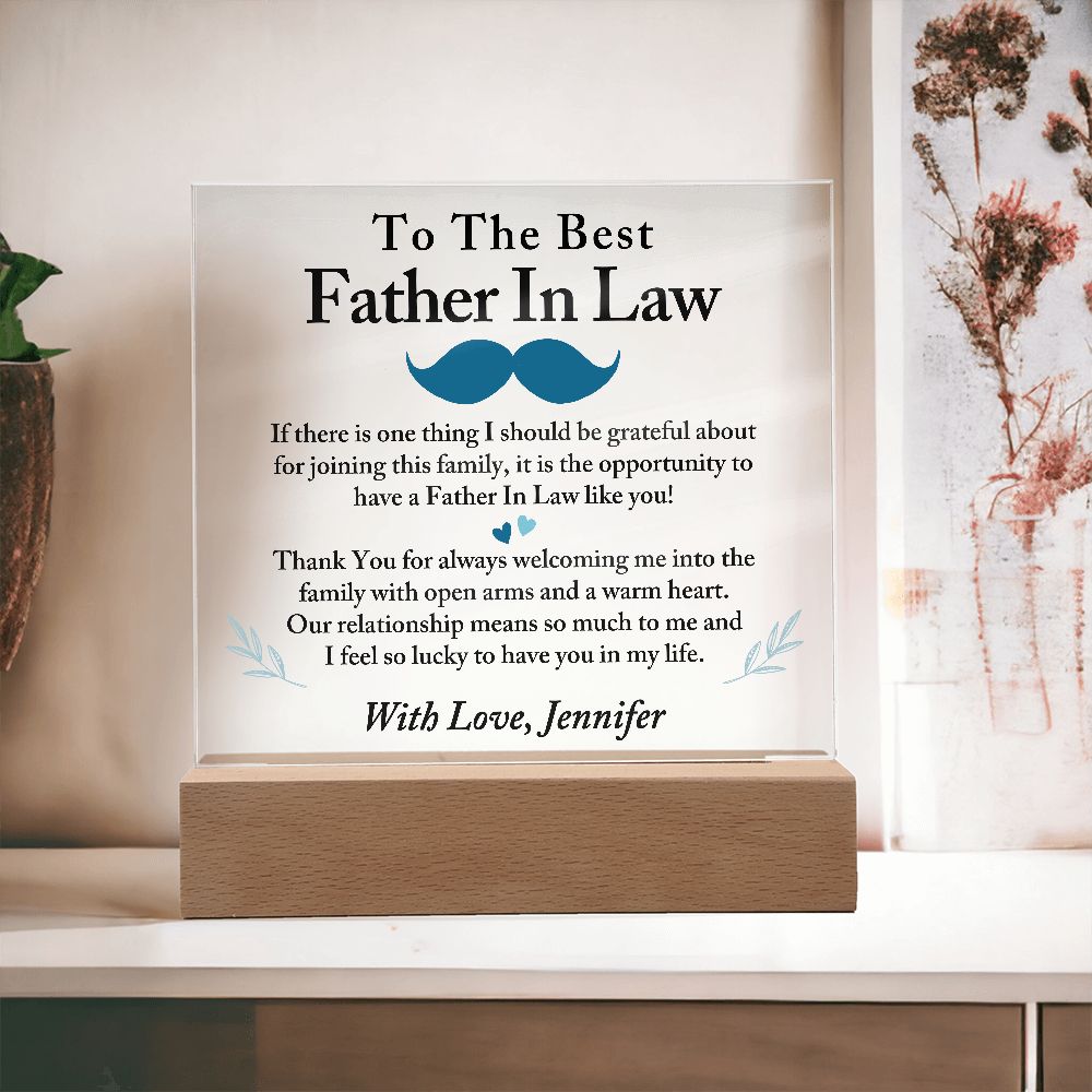 To The Best Father In Law Acrylic Plaque, Thoughtful Gift for Father In Law, Birthday Gift for Father In Law, Father's Day Gift