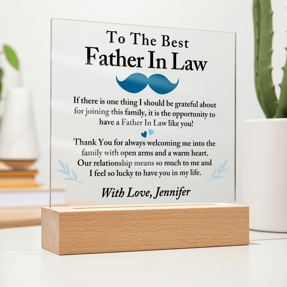 To The Best Father In Law Acrylic Plaque, Thoughtful Gift for Father In Law, Birthday Gift for Father In Law, Father's Day Gift