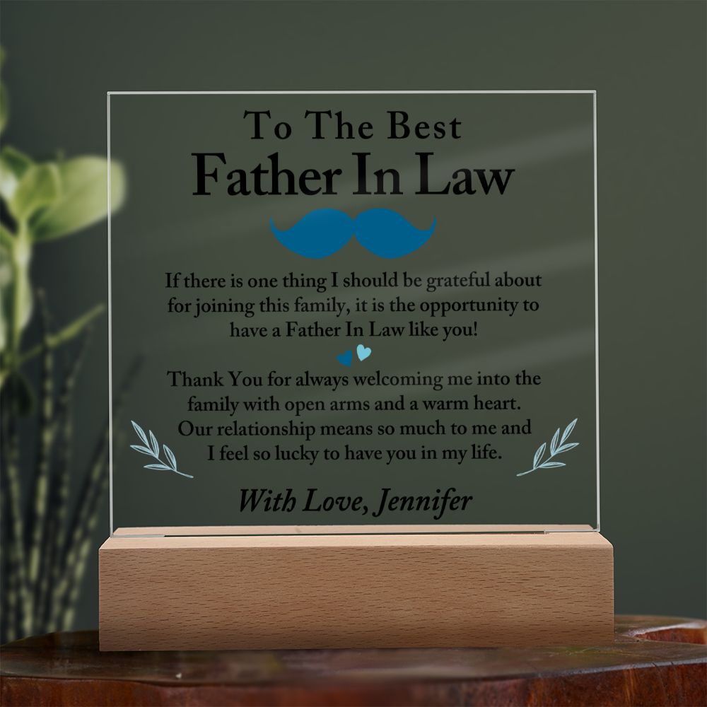 To The Best Father In Law Acrylic Plaque, Thoughtful Gift for Father In Law, Birthday Gift for Father In Law, Father's Day Gift